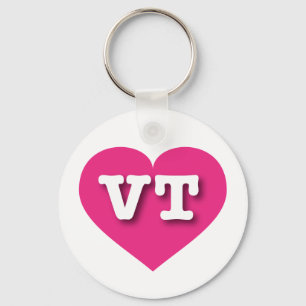 Vermont Hot Pink Heart - I love VT Key Ring