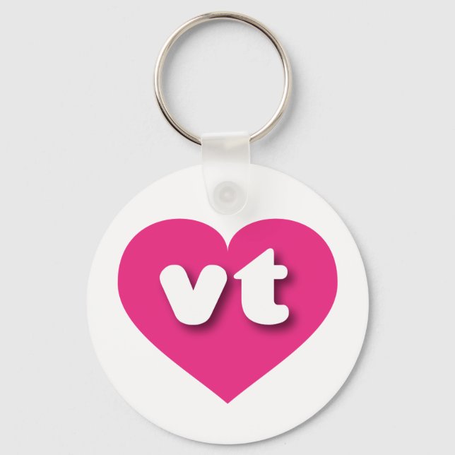 Vermont hot pink heart - I love vt Key Ring (Front)