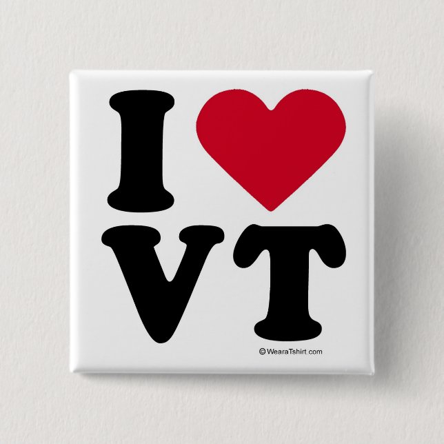 VERMONT - "I LOVE VT" "I LOVE VERMONT" 15 CM SQUARE BADGE (Front)