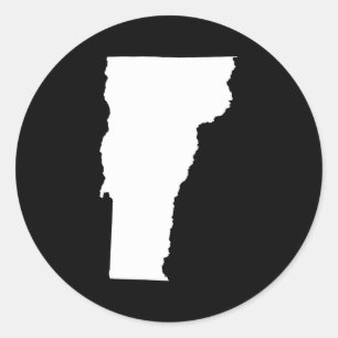Vermont in White and Black Classic Round Sticker
