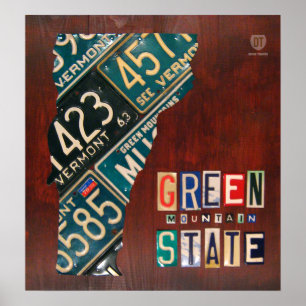 Vermont License Plate Map Print