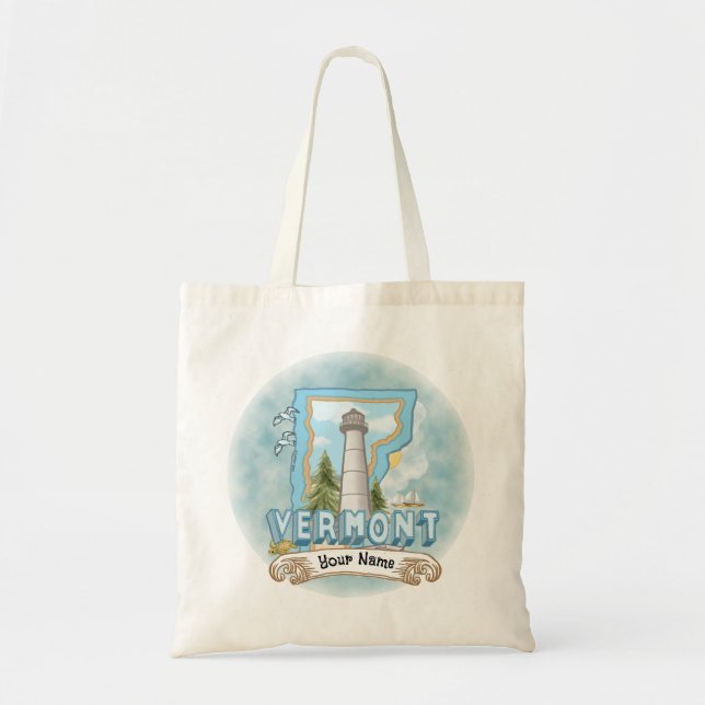 Vermont Lighthouse Tote Bag (Front)