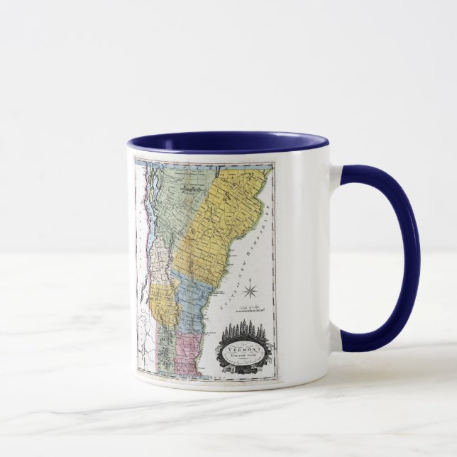 Vermont Map and State Flag Mug (Right)