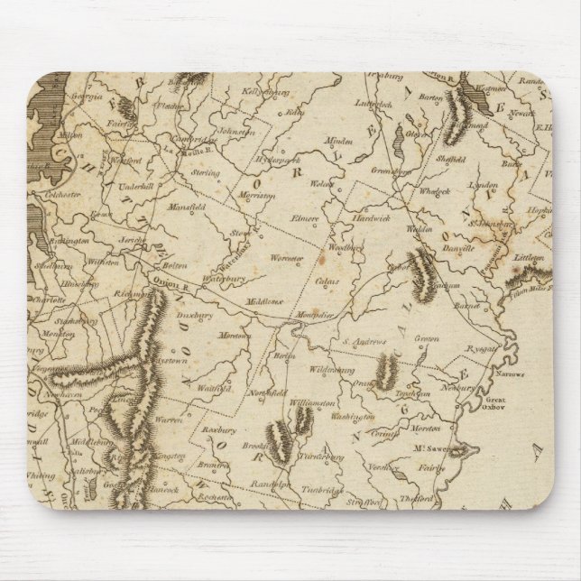 Vermont Map by Arrowsmith Mouse Mat (Front)