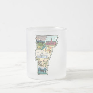 Vermont Map of Burlington Killington VT State Frosted Glass Coffee Mug