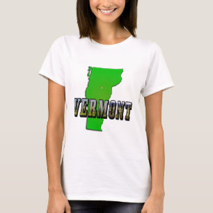 Vermont Map Outline and Picture Text T-Shirt