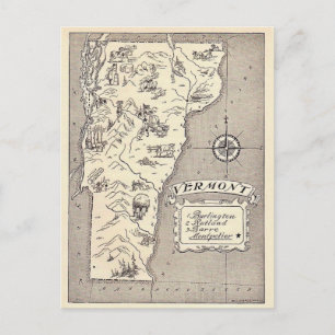 Vermont Map Postcard