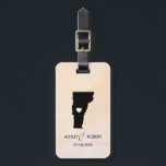Vermont Map Wedding Luggage Tag, Custom Gift Tag<br><div class="desc">These state luggage tags make the perfect wedding gift tags or welcome bag tags. Tie it to your gift instead of a typical paper gift tag, and they can use it for months and years to come. Tags have a peach apricot watercolor background. To place the heart at the wedding...</div>