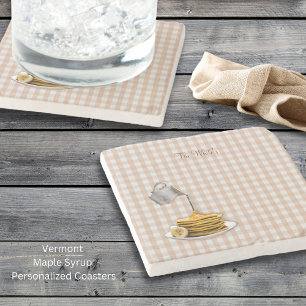 Vermont Maple Syrup Gingham Stone Coaster