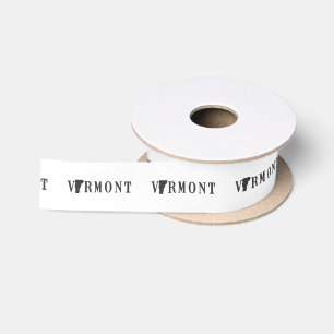 Vermont Name with State Shaped Letter Satin Ribbon