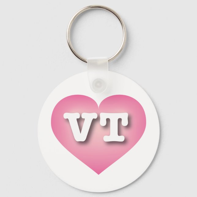 Vermont Pink Fade Heart - I love VT Key Ring (Front)