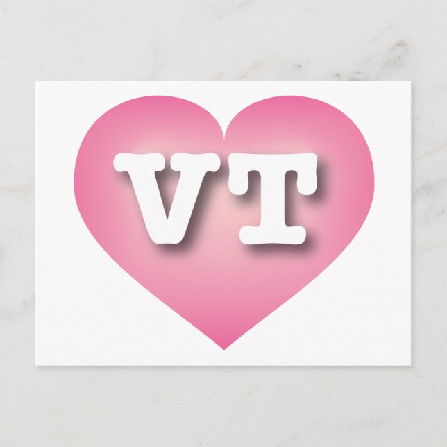 Vermont Pink Fade Heart - I love VT Postcard (Front)