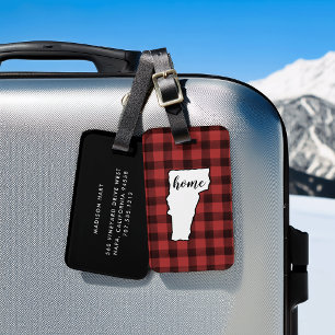 Vermont Red & Black Buffalo Plaid Home State Luggage Tag