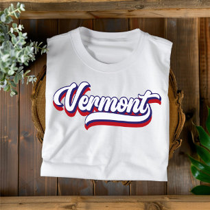 Vermont Red White and Blue Vintage Script T-Shirt