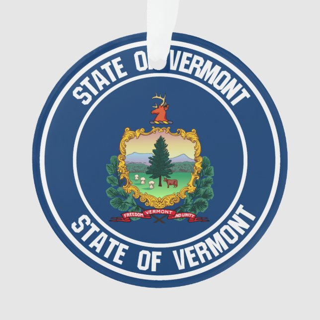 Vermont Round Emblem Ornament (Front)