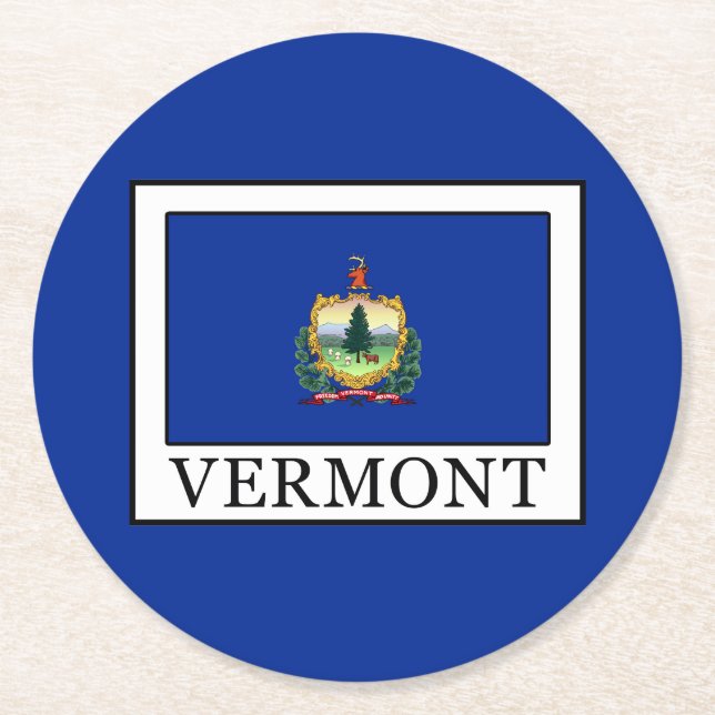 Vermont Round Paper Coaster (Front)