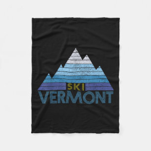 Vermont Ski Souvenir Vintage Mountain Sports Winte Fleece Blanket
