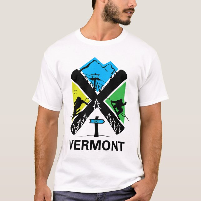 Vermont Ski T Shirt - Skiing And Snowboard Accesso (Front)