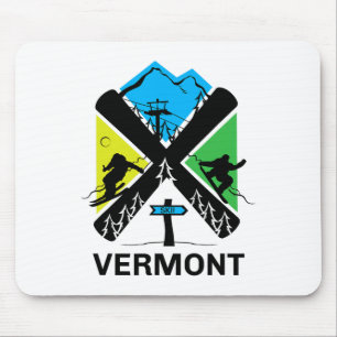 Vermont Ski T Shirt - Skiing And Snowboard Accesso Mouse Mat