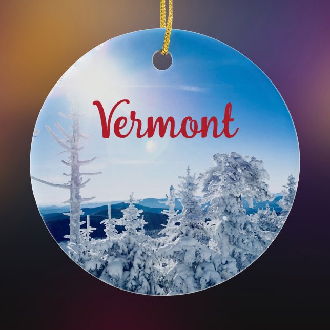 Vermont Snow and Mountains Photo Ceramic Tree Decoration (Creator Uploaded)