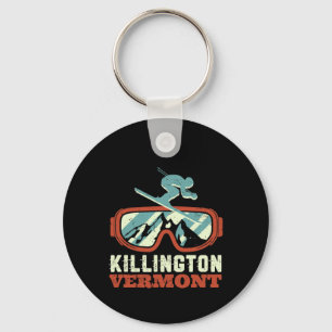 Vermont Snow Mountain Vintage Retro Skiing And Sno Key Ring