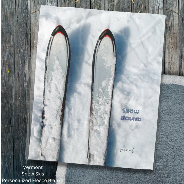 Vermont Snow Ski Fleece Blanket (Vermont Snow Skis Personalized Fleece Balnket)