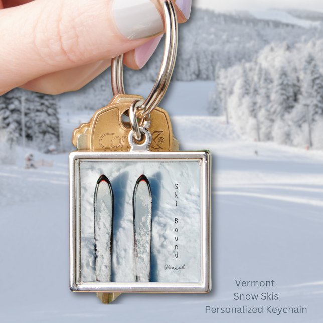 Vermont Snow Ski Snow Bound Keychain (Vermont Snow Skis Personalized Keychain)