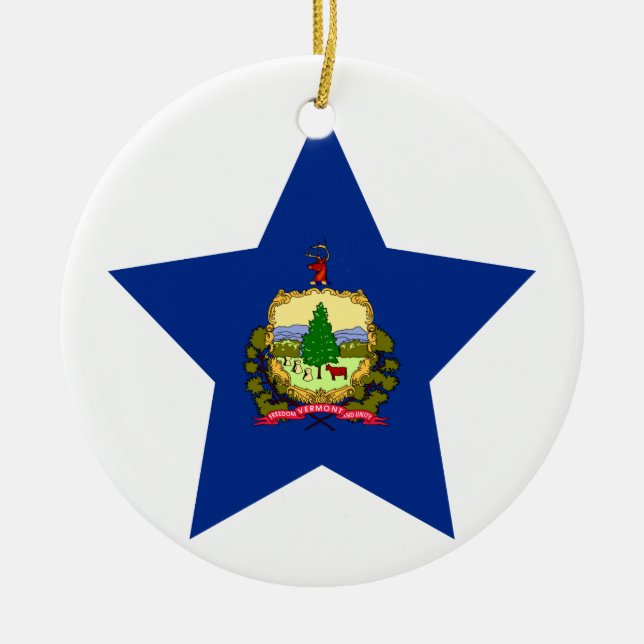 Vermont Star Ceramic Tree Decoration (Front)