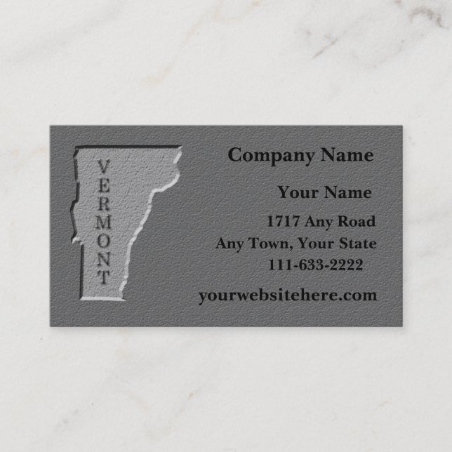 Vermont State Business card  carved stone look (Front)
