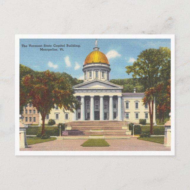 Vermont State Capitol Building Montpelier Vintage Postcard (Front)