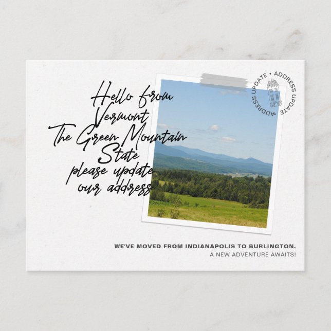 Vermont State Destination Moving Announcement (Front)