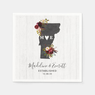 Vermont State Destination Rustic Wedding Monogram Napkin
