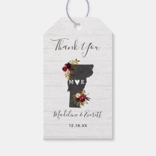 Vermont State Destination Rustic Wedding Thank You Gift Tags