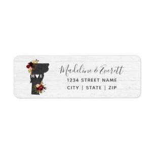 Vermont State Destination Wedding Return Address
