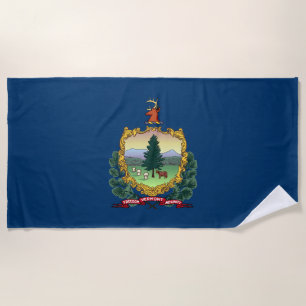 Vermont State Flag Beach Towel