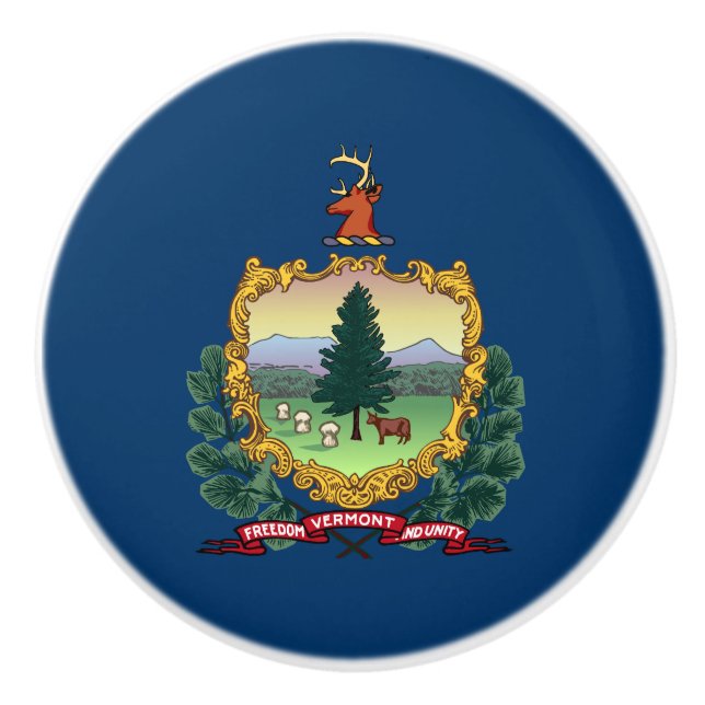 Vermont State Flag Ceramic Knob (Front)