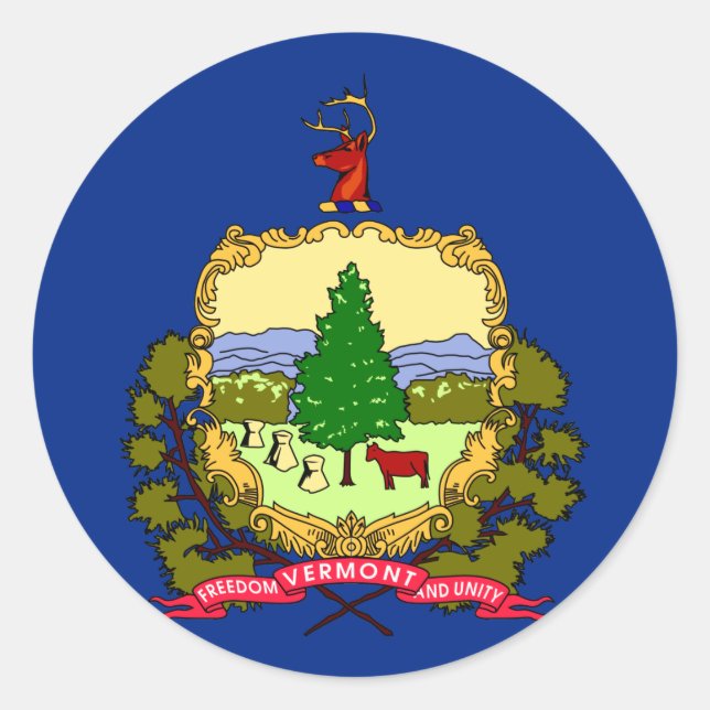 Vermont State Flag Classic Round Sticker (Front)