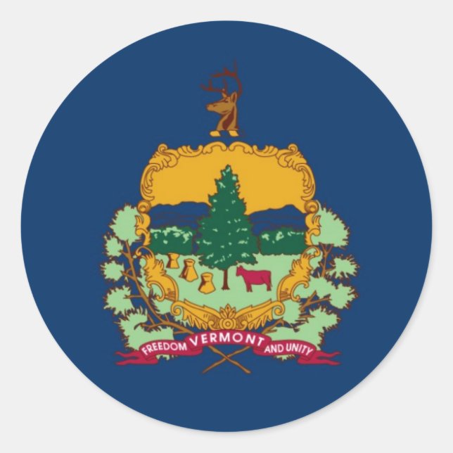 Vermont State Flag Classic Round Sticker (Front)