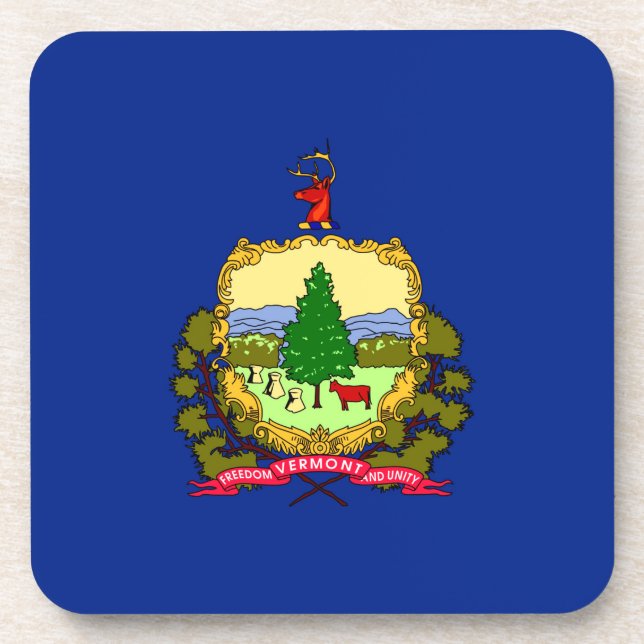 Vermont State Flag Design Decor Coaster (Front)