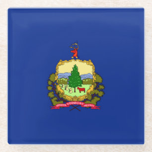 Vermont State Flag Design Decor Glass Coaster