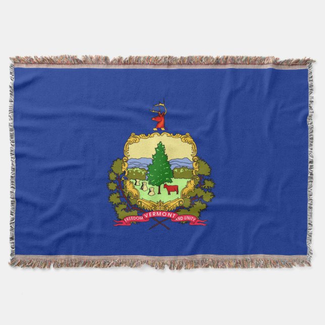 Vermont State Flag Design Decor Throw Blanket (Front)