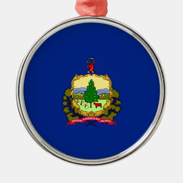 Vermont State Flag Design Metal Tree Decoration (Front)