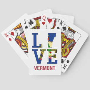 Vermont State Flag Love Playing Cards