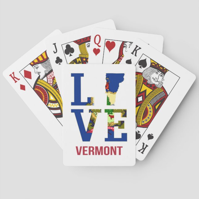 Vermont State Flag Love Playing Cards (Back)