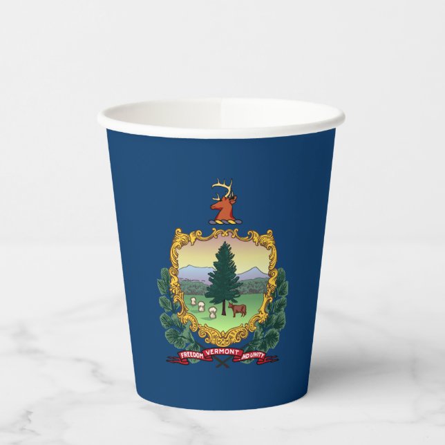 Vermont State Flag Paper Cups (Left)