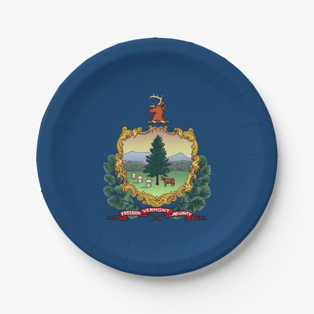 Vermont State Flag Paper Plate (Front)