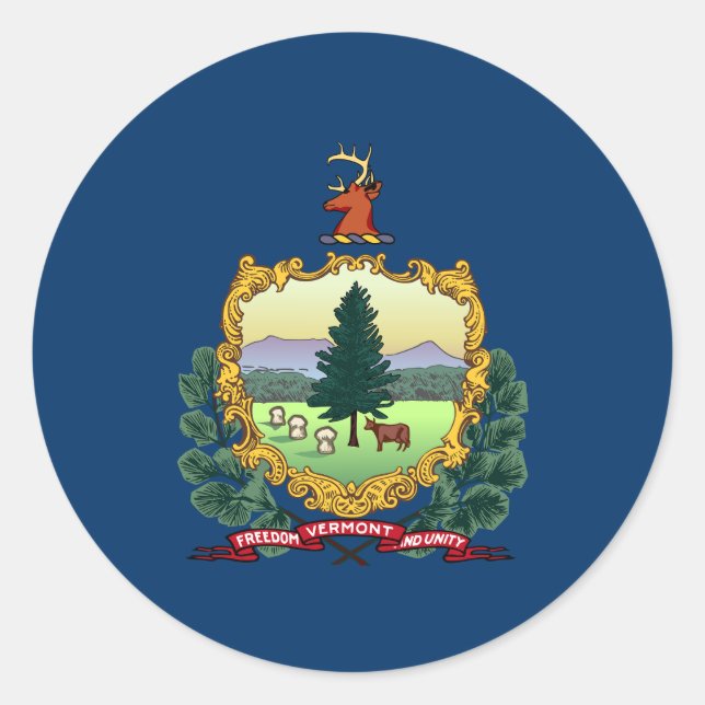 Vermont State Flag USA Classic Round Sticker (Front)
