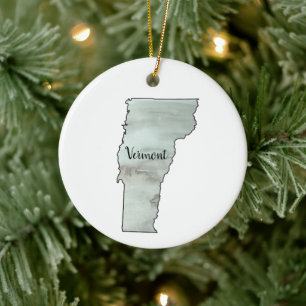 Vermont State Illustration Painting Ceramic Tree Decoration