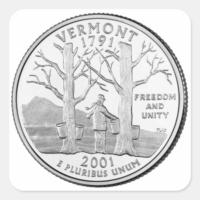 Vermont State Quarter Square Sticker (Front)