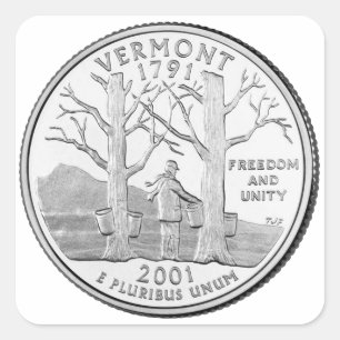 Vermont State Quarter Square Sticker